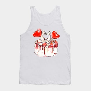 Valentine day cake with cats and candy Tank Top